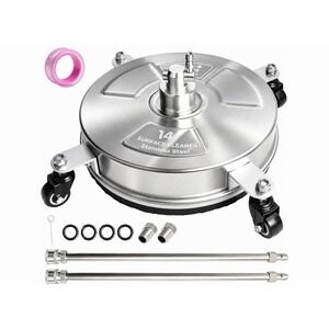 14" Pressure Washer Surface Cleaner, Stainless Steel Surface Cleaner with 4 Whee